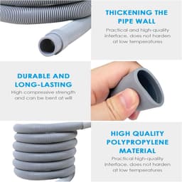 Afvoerslang voor wasmachine - Universele afvoerslang - Verlengslang voor afvoerslang - Verdikt en dik - Volautomatische ventilatorslang - 3 m universele verlengslang voor afvoerslang - met aansluitklem en adapter — thumbnail 3