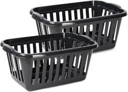 Plasticforte Wasmand - 2x - zwart - kunststof - 40 liter - 60 x 40 x 26 cm - manden voor wasgoed - huishouden - opbergmand — thumbnail 1