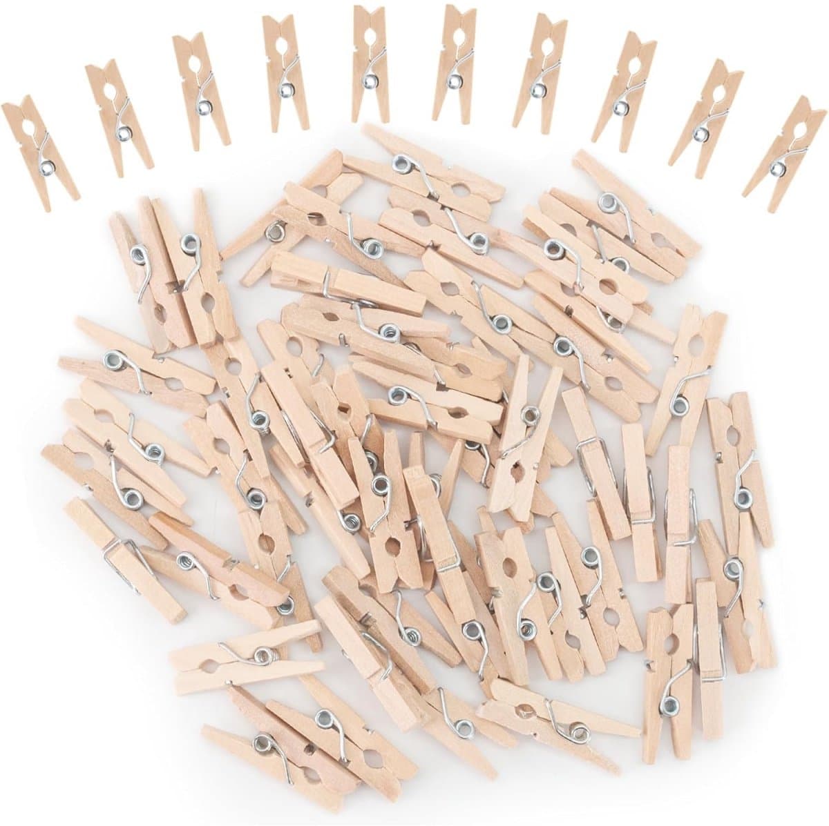 EXCITAT Mini Wasknijpers - Kleine Clips - Kleine Houten Wasknijpers - Foto Clips - Hobby Clips - Duurzaam Hout - 100 stuks - 25mm — afbeelding 1