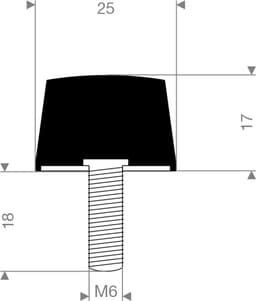 Rubbermagazijn - Conische demper - Type K/D - 25x17mm - M6 - Set 10 stuks — thumbnail 2