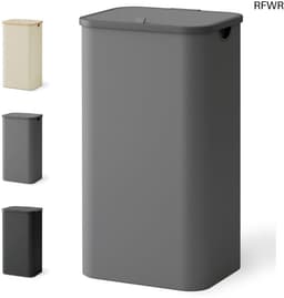 RFWR® Wasmand met deksel 100 liter - Ruimtebesparende wassorteerder met opvouwbare waszak - Grijze opbergmand met handvat — thumbnail 1