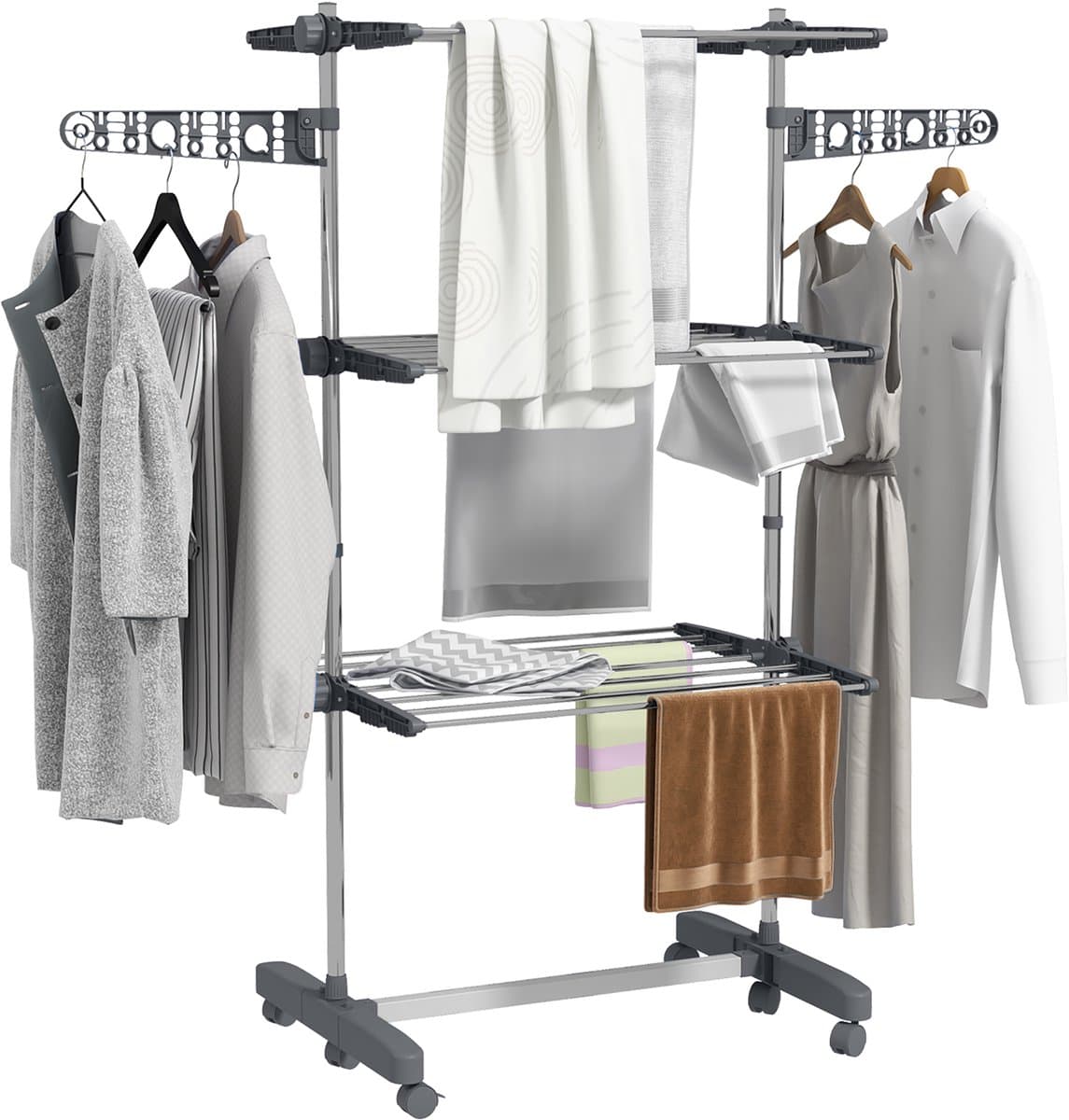 HOMCOM-Wäscheständer-Edelstahl, ABS-142L x 55B x 152H cm-Grau — afbeelding 1