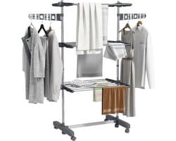 HOMCOM-Wäscheständer-Edelstahl, ABS-142L x 55B x 152H cm-Grau — afbeelding 1