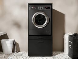 MOBISTOXX Wasmachine Kast - Wasmachine Verhoger - Wasmachine Ombouw - 67 cm x 65 cm x 144 cm (B x D x H) - Met Lade Voor Wasmand - Voor Wasmachine en Droogkast - Zwart — thumbnail 1
