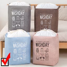Allernieuwste Wastas Opbergtas 73 L Organizer Opbergbox Voor Wasgoed, Dekens, Kussens, Kleding, Dekbed, Speelgoed - Waszak maat 33 x 43 x 52 cm - BLAUWE Kleur — thumbnail 1