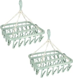 Benson Droogcarrousel - 2x - groen - kunststof - 32 clips/knijpers - 30 x 40 cm - droogmolen — thumbnail 1