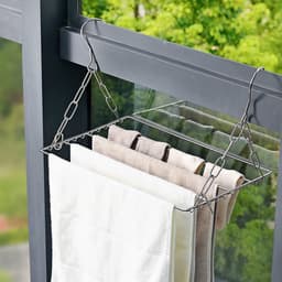 2 stuks Verstelbaar Hangend Roestvrijstalen Droogrek voor Balkon en Verwarming - Ruimtebesparend en Duurzaam - Perfect voor Kleding, Handdoeken en Kussens — thumbnail 4