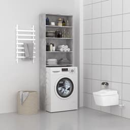Wasmachine ombouw - Kast - Opbouwmeubel - Badkamermeubel - Verhoger - Wasmachine meubel - Opbergkast - Hout - Betongrijs — thumbnail 1