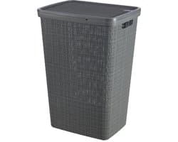 Curver Jute Wasmand met deksel - 58 liter - Donkergrijs — afbeelding 1