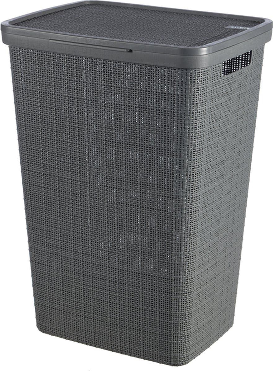 Curver Jute Wasmand met deksel - 58 liter - Donkergrijs — afbeelding 1
