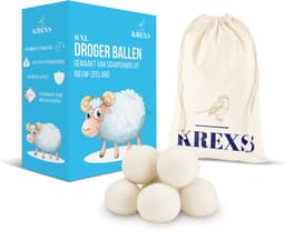 Krexs Drogerballen – 6 Stuks – Wasballen – Wasbollen – Wasdroger Ballen – Droogballen – Wol — thumbnail 1