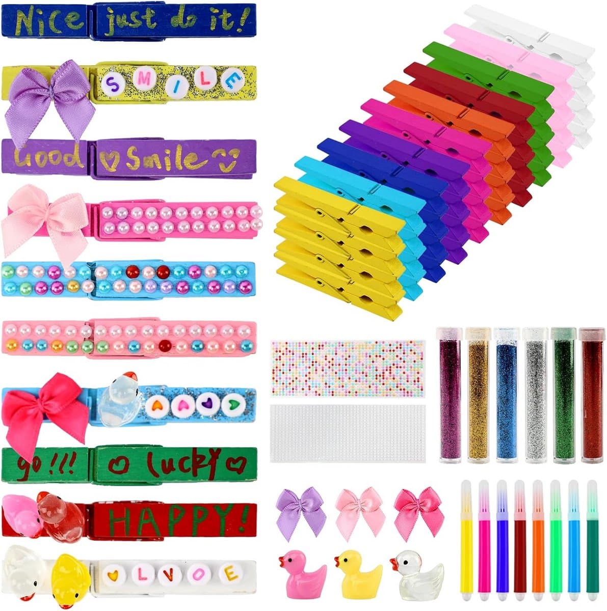 50 Houten Wasknijpers met Decoratieve Mini-Eenden voor Clips en Decoratie — afbeelding 1