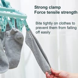 2 Stuks Draagbare Waslijn met 32 Knijpers - Kledinghanger voor Sokken, Ondergoed en Babykleding - Ideaal voor Reizen, Camping en Caravan — thumbnail 2