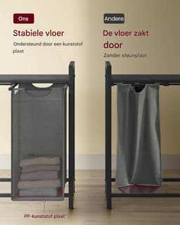 Jessi Store - Wasmand 4 vakken - 160L - Afneembare waszakken - Verstelbare voeten - Wassorteerder - Wasmanden - 116x33x72cm) — thumbnail 4