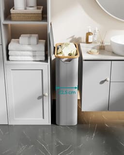 SONGMICS Wasmand met deksel, 60 liter, Grijs，LCB506G01 — thumbnail 2