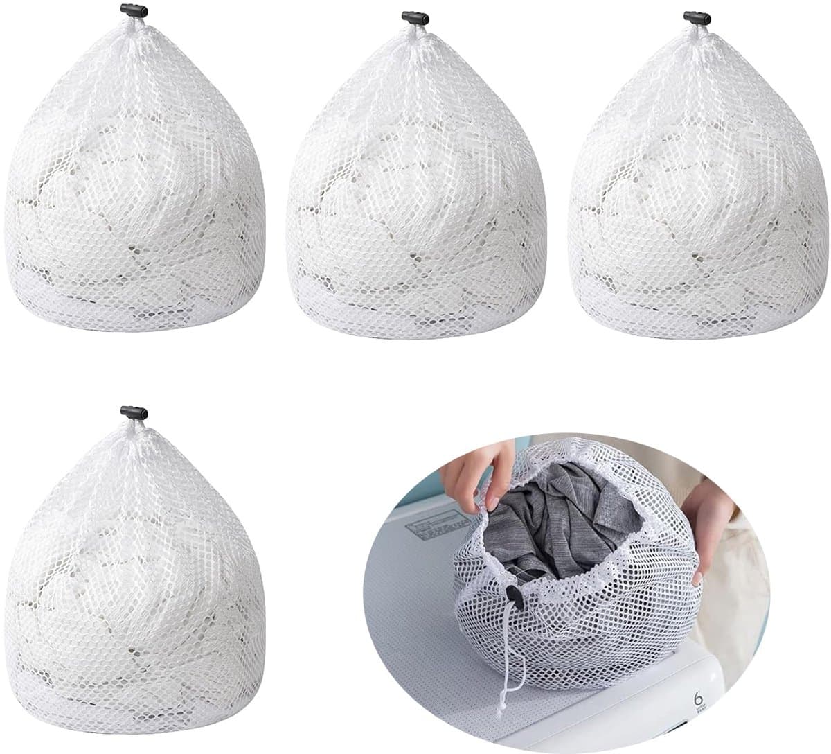 IMPERATORIS® Waszakken voor de wasmachine - Bescherming voor delicate kleding en schoenen - Wasnet van gaas - Voorkomt slijtage - Set van 4 - Wit - 40 x 30 cm — afbeelding 1