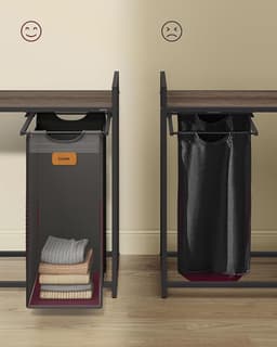 Wasmand - 3-delig met Rek - 150 Liter – Wassorteerder – Industriële Opbergrek voor Wasruimte - 117x33x80,5cm — thumbnail 4