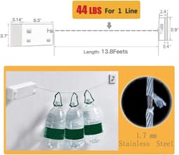 Uitrekbare Kledinglijn – ABS-behuizing + Aluminium Droger, Met Verstelbare Roestvrij Stalen Dubbele Lijn, Hotelstijl Zware-duty, Wandbevestigd, 4,2 meter, Wit — thumbnail 4