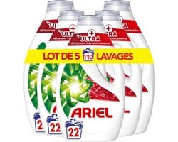Ariel Vloeibaar Wasmiddel +Ultra Vlekverwijderaar - 5 x 22 Wasbeurten
