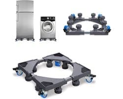 Aufun Wasmachinevoet Voor Koelkast Verstelbare Breedte- 8 Stevige Poten Met 4 Wielen-Maximale Belasting 200 Kg-Voor Wasmachine, Koelkast-Grijs