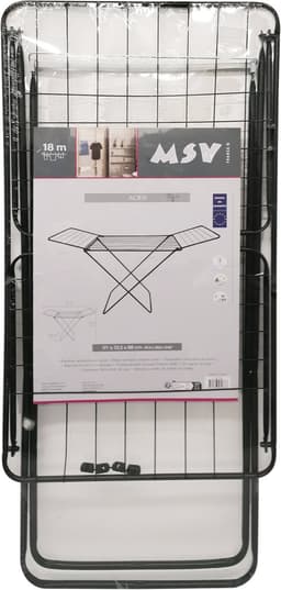 MSV Droogrek Wasdroger - 18m Drooglengte - Opvouwbaar Wasrek - Ruimtebesparend Droogrek - Ideaal voor Delicate Was - 137x60x92cm - Zwart Staal — thumbnail 4