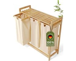 Wasmand 3 Vakken - Wassorteerder -90L-Beige
