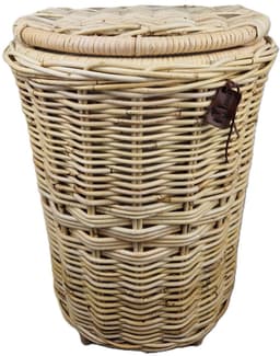 MigoStyling - Wasmand - Halrond - Naturel - Met deksel - Riet - Rotan - Hoogte 60 cm - Uitneembare waszak — thumbnail 2