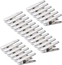 Gigicial Wasknijpers Van Roestvrij Staal - Krokodillenklemmen - Duurzaam En Windbestendig Voor Kleding En Voedsel Vasthouden - 80 - Thuis En Buiten Zilver — thumbnail 1