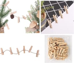 Mini Wasknijpers 100 Stuks - Houten Fotoclips met Jute Touw voor Creatief Gebruik — thumbnail 4