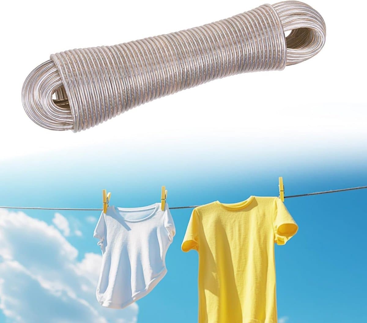 30 meter waslijn voor binnen en buiten drogen van kleding — afbeelding 1