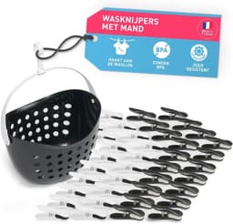 Zachte wasknijpers met mand - 40 stuks - Duurzaam en milieuvriendelijk — thumbnail 1