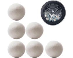 6 stuks wollen droogballen - Wasdroger ballen - Droogballen - hoge dichtheid - absorberen vocht - verminderen statische elektriciteit - milieuvriendelijk - wasverzachter - verkort de droogtijd - Voor Gezinnen - Wit - 4cm — afbeelding 1