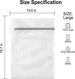 4 stuks - Waszak - Waszakken voor Wasgoed - Laundry Bag - Wasnetten - Anti-klit - Anti-vervorming - Wasmachine netzak - Fijne netzak - Huishoudelijke waszak voor overhemden - 40x50cm - Wit -voor Wasgoed (Sokken, Lingerie & T-Shirts) — thumbnail 5