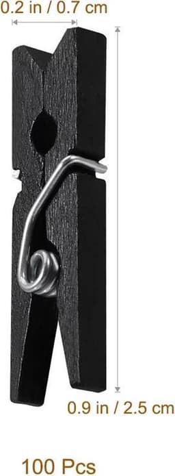 Mini Wasknijpers - 100 stuks - 3cm - Hout - Zwart — thumbnail 4