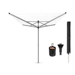Brabantia Lift-O-Matic Advance Droogmolen - met Kunststof Betonanker, Beschermhoes en Wasknijpertasje - 60 m - Metallic Grey — thumbnail 1