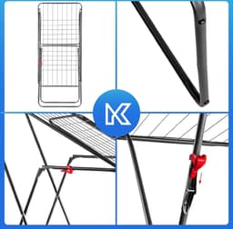 KADAX Droogrek met 18 m droogoppervlak, antraciet, ideaal voor woning, balkon en tuin, inklapbare vleugelwasdroger met antislip voeten, ruimtebesparend, wasdroger, Made in EU — thumbnail 3