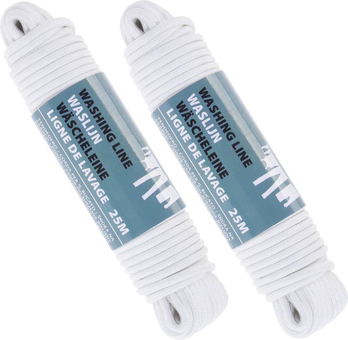 3x Witte waslijnen/drooglijnen polyester 25 meter - Huishouding - Schoonmaken - De was doen/ophangen - Waslijn/drooglijn — afbeelding 1