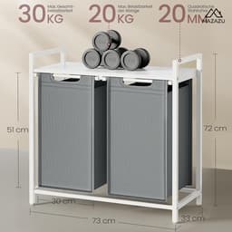 MIRA Home - Wasmand - 2 vakken - Wassorteerder - Laundry Basket - 2x46 Liter - 73x33x72 — thumbnail 2