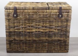 MigoStyling - Wasmand - 3 vakken - Brown - Met deksel - 85 x 40 x H65 - Riet - Rotan - Duurzaam — thumbnail 2