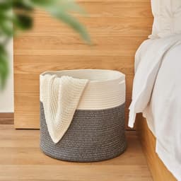 Grote mand, wasmand, gevlochten van katoen, touw, opbergmand voor speelgoed in de kinderkamer, dekenmand in de woonkamer D40 x H35 cm — thumbnail 3