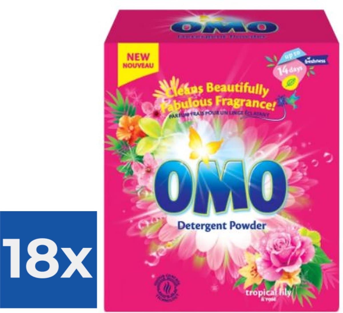 Omo Waspoeder Tropical Lily 100 Wasbeurten - Voordeelverpakking 18 stuks — afbeelding 1