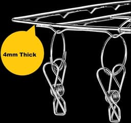 Sokkendroger, roestvrij staal, met 36 wasknijpers, zwenkbaar, winddicht, sokkenhangers, droogrek voor sokken, ondergoed, beha's, babykleding, luiers, handdoeken, handschoenen — thumbnail 3