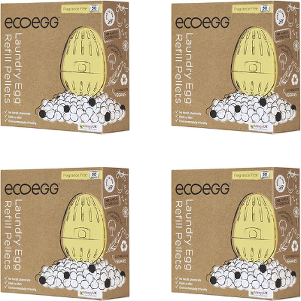 4 x EcoEgg Wasbal Duurzame Navulpellets - Parfumvrij - Navulbaar - Geld Besparend - 50 Wasbeurten - Hergebruik — afbeelding 1
