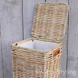 Migo Styling - Wasmand - Hoog - Smal - Met deksel - 31x31xH70 - Riet - Rotan - Naturel — thumbnail 3