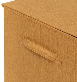 5Five Eureka sorteer wasmand - 2x - 74 liter - okergeel - 37 x 37 x 60 cm - MDF/Polyester stof - met afsluitklep — thumbnail 5