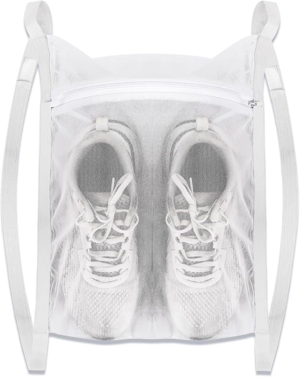 Waszakken, sneaker was- en droognetzak voor droger Sneaker waszakken Grote honingraat mesh zakken met rits en riem voor schoenen Sneaker wasnet voor de meeste drogers Deur (35 * 40 cm) — afbeelding 1