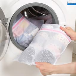 Universele waszak - waszak van gaas met rits - geschikt voor opvouwbaar ondergoed, bh's, sokken, slips, wasmachinekleding beschermnet - anti-was, anti-klitten, anti-knoop, vervorming, verzorging wasnetzak - wit - extra groot - 60x60cm — thumbnail 3