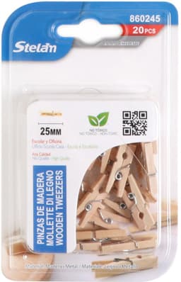 Decopatent - 20 Stuks Mini Fotoknijpertjes - 25mm Lang - Kaartknijpertjes - Kleine mini wasknijpers - Hout - Kaarten Kerstkaart knijpers - Houten clips voor fotos — thumbnail 4