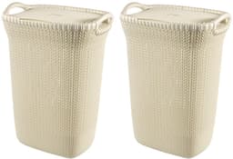 Curver Knit Wasmand met deksel - 57L - 2 stuks - Wit — thumbnail 1