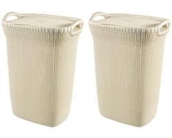 Curver Knit Wasmand met deksel - 57L - 2 stuks - Wit